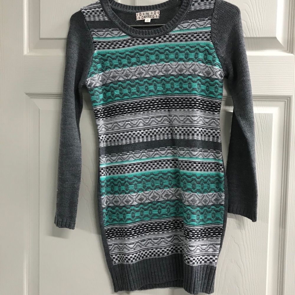 Pink Republic Medium Grey Striped Sweater Dress